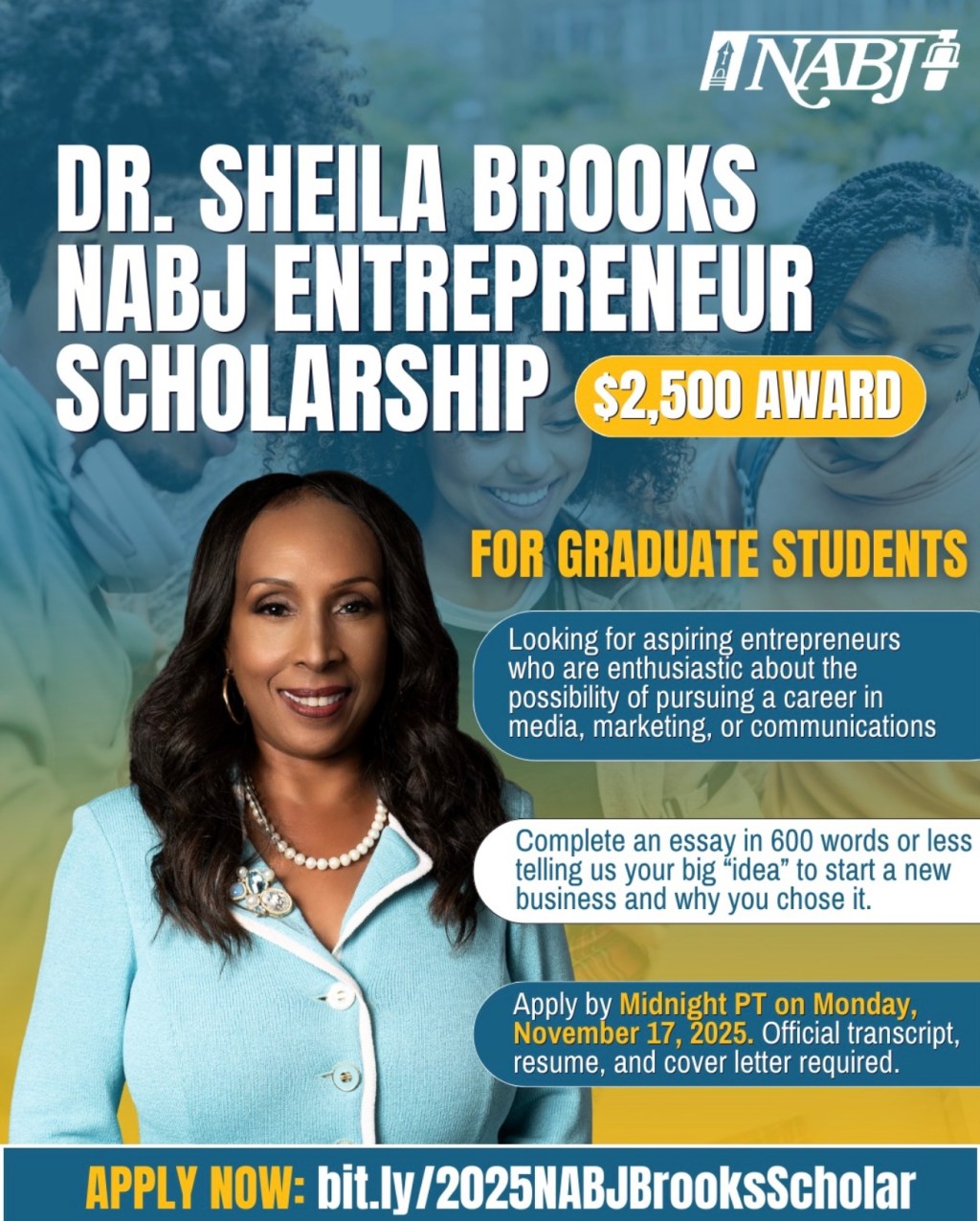 Dr. Sheila Brooks NABJ Entrepreneur $2,500&nbsp;Scholarship