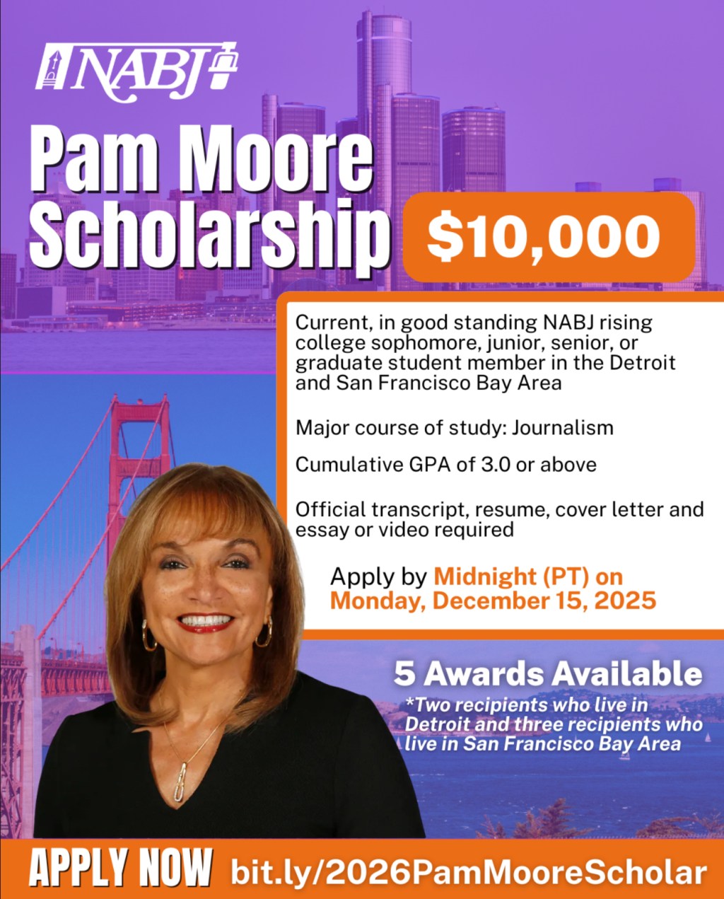 Earn $10,000 through the NABJ-Pam Moore&nbsp;Scholarships